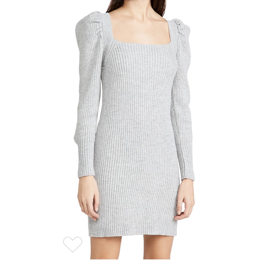 Wayf Puff Sleeve Square Neck Sweater Dress